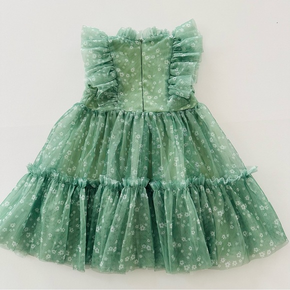 Maddie & Michelle Girls 5 Green Floral Ruffle Dress - Picture 4 of 8